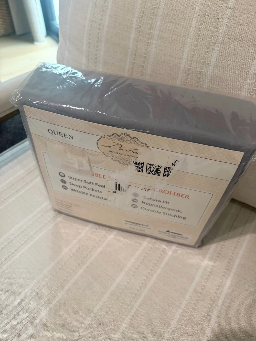 Hotel Collection Queen Microfiber 4pc  Sheet Set - Light Gray